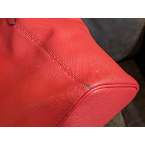 Coach Peyton Leather Large Tote Solid Coral Pomegranate 13" X 12" X 5" F27349 - Picture 13 of 13